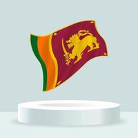 Sri Lanka flag. 3d rendering of the flag displayed on the stand. Waving flag in modern pastel colors. Flag drawing, shading and color on separate layers, neatly in groups for easy editing. vector