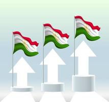 Tajikistan flag. The country is in an uptrend. Waving flagpole in modern pastel colors. Flag drawing, shading for easy editing. Banner template design. vector