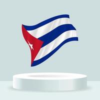 Cuban flag. 3d rendering of the flag displayed on the stand. Waving flag in modern pastel colors. Flag drawing, shading and color on separate layers, neatly in groups for easy editing. vector