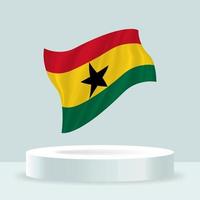 Ghana flag. 3d rendering of the flag displayed on the stand. Waving flag in modern pastel colors. Flag drawing, shading and color on separate layers, neatly in groups for easy editing. vector