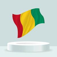 bandera de guinea Representación 3d de la bandera que se muestra en el stand. bandera ondeante en colores pastel modernos. dibujo de banderas, sombreado y color en capas separadas, ordenadamente en grupos para facilitar la edición. vector