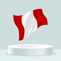 Peru flag. 3d rendering of the flag displayed on the stand. Waving flag in modern pastel colors. Flag drawing, shading and color on separate layers, neatly in groups for easy editing. vector