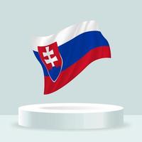 Slovakia flag. 3d rendering of the flag displayed on the stand. Waving flag in modern pastel colors. Flag drawing, shading and color on separate layers, neatly in groups for easy editing. vector