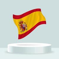 Spain flag. 3d rendering of the flag displayed on the stand. Waving flag in modern pastel colors. Flag drawing, shading and color on separate layers, neatly in groups for easy editing. vector