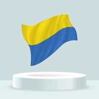 Ukraine flag. 3d rendering of the flag displayed on the stand. Waving flag in modern pastel colors. Flag drawing, shading and color on separate layers, neatly in groups for easy editing. vector