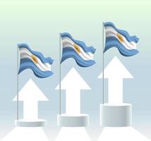 Argentina flag. The value of the country is rising. Waving flagpole in modern pastel colors. Flag drawing, shading for easy editing. vector