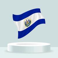 El Salvador flag. 3d rendering of the flag displayed on the stand. Waving flag in modern pastel colors. Flag drawing, shading and color on separate layers, neatly in groups for easy editing. vector