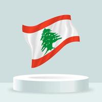 Lebanon flag. 3d rendering of the flag displayed on the stand. Waving flag in modern pastel colors. Flag drawing, shading and color on separate layers, neatly in groups for easy editing. vector