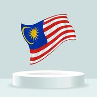 Malaysia flag. 3d rendering of the flag displayed on the stand. Waving flag in modern pastel colors. Flag drawing, shading and color on separate layers, neatly in groups for easy editing. vector