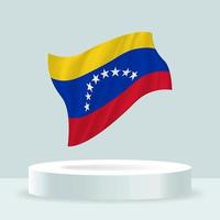 Venezuela flag. 3d rendering of the flag displayed on the stand. Waving flag in modern pastel colors. Flag drawing, shading and color on separate layers, neatly in groups for easy editing. vector