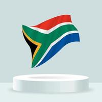 South Africa flag. 3d rendering of the flag displayed on the stand. Waving flag in modern pastel colors. Flag drawing, shading and color on separate layers, neatly in groups for easy editing. vector