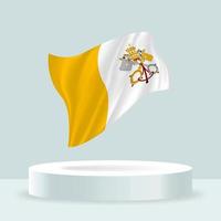 bandera de la ciudad del vaticano. Representación 3d de la bandera que se muestra en el bandera de la ciudad del vaticano. Representación 3d de la bandera que se muestra en el