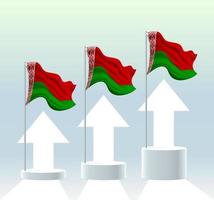 Belarus flag. The value of the country is rising. Waving flagpole in modern pastel colors. Flag drawing, shading for easy editing. vector