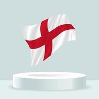 England flag. 3d rendering of the flag displayed on the stand. Waving flag in modern pastel colors. Flag drawing, shading and color on separate layers, neatly in groups for easy editing. vector