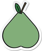 sticker of a cute cartoon green pear vector