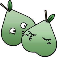 gradient shaded cartoon green pear vector