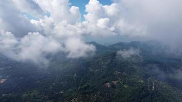 Aerial view white cloud over hill video