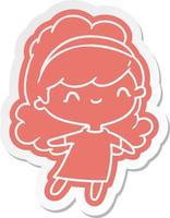 cartoon sticker kawaii girl with head band vector