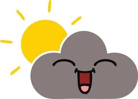 flat color retro cartoon storm cloud and sun vector