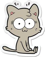 sticker of a cartoon surprised cat vector