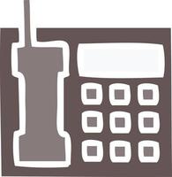 flat color retro cartoon office telephone vector