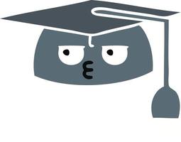 sombrero de graduación de dibujos animados retro de color plano vector