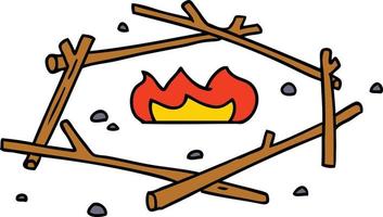 cartoon doodle of a camp fire vector