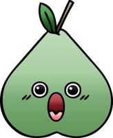 gradient shaded cartoon green pear vector