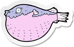 sticker of a cartoon blowfish vector