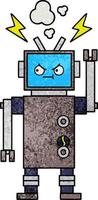 robot de dibujos animados de textura grunge retro vector