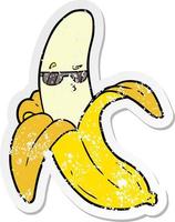 distressed sticker of a cartoon banana vector