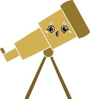 flat color retro cartoon telescope vector