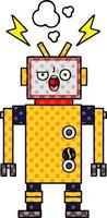 comic book style cartoon broken robot vector