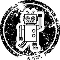 dancing robot distressed icon vector