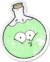 distressed sticker of a cartoon potion vector