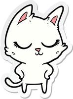 sticker of a calm cartoon cat vector