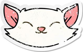 distressed sticker of a quirky hand drawn cartoon cat vector