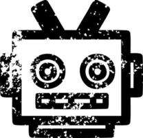 robot head distressed icon vector