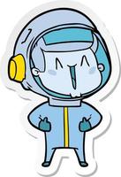 sticker of a happy cartoon astronaut vector