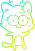 cold gradient line drawing cartoon surprised cat vector