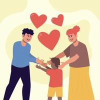 familia interracial adoptando niños vector