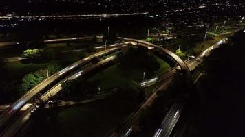 Aerial view light trail animation of car video