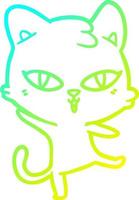 cold gradient line drawing cartoon cat vector