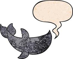 cartoon shark and speech bubble in retro texture style vector