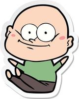 sticker of a cartoon bald man staring vector