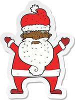 sticker of a cartoon ugly santa claus vector