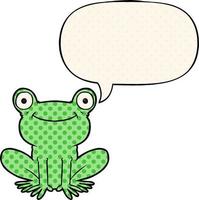 cartoon frog and speech bubble in comic book style vector