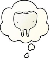 cartoon tooth and thought bubble in smooth gradient style vector