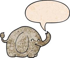 cartoon elephant and speech bubble in retro texture style vector