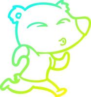 cold gradient line drawing cartoon jogging bear vector